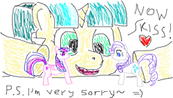 Size: 488x277 | Tagged: safe, artist:makise_homura, derpibooru exclusive, imported from derpibooru, rarity, twilight sparkle, oc, oc:ducky ink, alicorn, pony, unicorn, 1000 hours in ms paint, meme, now kiss, shipping