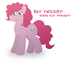 Size: 7659x6250 | Tagged: safe, artist:epsipeppower, imported from derpibooru, pinkie pie, oc, oc:robertapuddin, earth pony, pony, art trade, dialogue, female, lineless, mare, minecraft, simple background, solo, white background