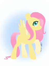 Size: 810x1080 | Tagged: safe, artist:jennifer696jones, imported from derpibooru, fluttershy, pegasus, pony, female, lineless, mare, raised hoof, solo