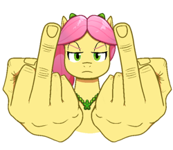 Size: 640x556 | Tagged: safe, artist:machacapigeon, imported from ponybooru, pony, cropped, g5, middle finger, posey bloom, vulgar