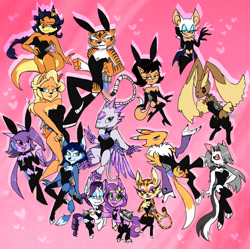 Size: 895x892 | Tagged: safe, artist:dariathedaemoness, imported from derpibooru, pipp petals, rarity, lopunny, renamon, bunny suit, carmelita fox, clawroline, clothes, crash bandicoot (series), crossover, digimon, flashwing, freedom planet, g5, helluva boss, jetpack, kirby (series), kitty katswell, krystal, kung fu panda, loona (helluva boss), master tigress, pokémon, rouge the bat, sash lilac, skylanders, sly cooper, sonic the hedgehog (series), star fox, tawna bandicoot, tigress, tuff puppy