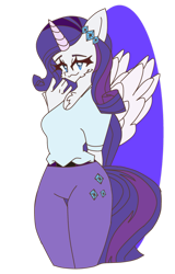 Size: 715x1118 | Tagged: safe, artist:kiwiies, imported from derpibooru, rarity, alicorn, anthro, alicornified, race swap, raricorn, simple background, solo, transparent background