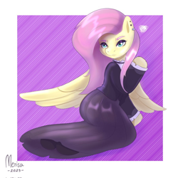 Size: 900x900 | Tagged: safe, artist:merisa, imported from derpibooru, fluttershy, pegasus, pony, semi-anthro, clothes, dress, ear piercing, emo, fanart, fluttergoth, piercing, solo