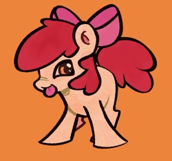 Size: 1375x1289 | Tagged: safe, artist:rennynation, imported from derpibooru, apple bloom, earth pony, pony, :p, female, filly, foal, orange background, simple background, solo, tongue out