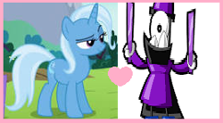 Size: 269x148 | Tagged: safe, artist:sweetheart1012, imported from derpibooru, trixie, boyfriend and girlfriend, couple, crossover, crossover shipping, female, heart, lego, magnifo, male, mixels, shipping, straight, trixfo