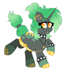 Size: 4655x4998 | Tagged: safe, artist:crazysketch101, imported from derpibooru, oc, oc only, pony, unicorn, collar, ear piercing, fishnets, jewelry, necklace, piercing, punk, simple background, solo, spiked collar, transparent background