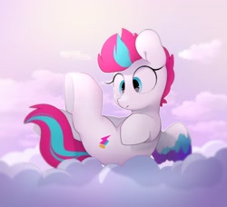 Size: 3026x2759 | Tagged: safe, artist:mochi_nation, imported from derpibooru, zipp storm, pegasus, pony, adorazipp, cloud, cute, female, g5, lying down, lying on a cloud, on a cloud, on back, solo