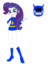 Size: 444x591 | Tagged: safe, color edit, edit, imported from derpibooru, rarity, human, equestria girls, blue ranger, boots, clothes, colored, gloves, power rangers, shoes, simple background, solo, white background
