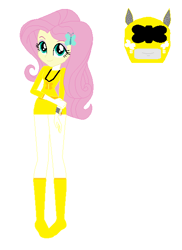 Size: 442x608 | Tagged: safe, color edit, edit, imported from derpibooru, fluttershy, human, equestria girls, boots, clothes, colored, gloves, power rangers, shoes, simple background, solo, white background, yellow ranger