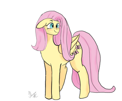 Size: 6000x5000 | Tagged: safe, artist:bigmike, imported from derpibooru, fluttershy, pegasus, pony, signature, simple background, smiling, solo, white background