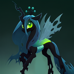 Size: 1536x1536 | Tagged: safe, imported from derpibooru, queen chrysalis, changeling, changeling queen, ai content, ai generated, female, generator:purplesmart.ai, generator:stable diffusion, gradient background, solo