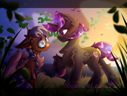 Size: 2000x1500 | Tagged: safe, artist:starcasteclipse, imported from derpibooru, oc, oc only, pegasus, pony, unicorn, commission, duo, sunset