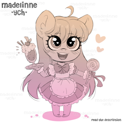 Size: 4000x4000 | Tagged: safe, artist:madelinne, imported from derpibooru, alcohol, candy, clothes, cocktail, commission, cute, dress, drink, food, lollipop, maid, solo, your character here