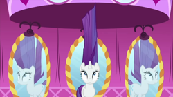 Size: 854x480 | Tagged: safe, imported from derpibooru, rarity, pony, unicorn, rarity's biggest fan, spoiler:interseason shorts, carousel boutique, eyelashes, female, hair, long hair, long mane, looking up, purple hair, white fur