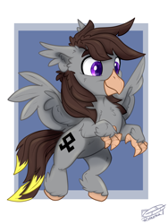 Size: 1200x1600 | Tagged: safe, artist:rutkotka, imported from derpibooru, oc, oc:luxor, hippogriff, cute, smiling