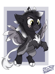 Size: 1200x1600 | Tagged: safe, artist:rutkotka, imported from derpibooru, oc, griffon, cute, smiling