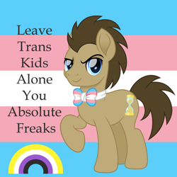 Size: 640x640 | Tagged: safe, imported from ponybooru, doctor whooves, time turner, pony, op is a cuck, op is trying to start shit so badly that it's kinda funny, pride, pride flag, solo, transgender pride flag