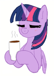 Size: 2964x4152 | Tagged: safe, artist:maren, color edit, edit, imported from derpibooru, twilight sparkle, alicorn, pony, coffee cup, colored, cup, female, g4, horn, mare, simple background, sleepy, solo, twilight sparkle (alicorn), white background