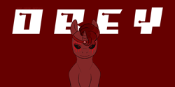 Size: 2000x1000 | Tagged: safe, artist:buy_some_apples, imported from derpibooru, oc, unicorn, corrupted, homestuck, obey, solo