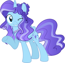 Size: 6837x6616 | Tagged: safe, artist:shootingstarsentry, imported from derpibooru, oc, alicorn, pony, absurd resolution, female, mare, one eye closed, simple background, solo, transparent background, wink