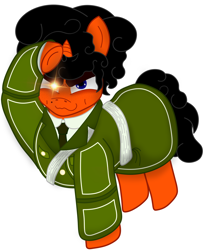 Size: 1898x2337 | Tagged: safe, artist:tr4p3z1um5, imported from derpibooru, oc, oc only, oc:burning holly, pony, unicorn, clothes, dimples, female, freckles, frown, glowing, glowing eyes, military uniform, mole, salute, simple background, uniform, white background