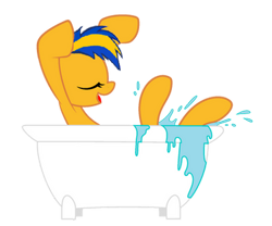 Size: 375x312 | Tagged: safe, artist:mlpfan3991, imported from derpibooru, oc, oc only, oc:flare spark, pegasus, bathtub, eyes closed, female, simple background, solo, transparent background, water