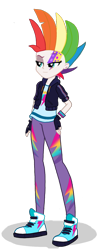 Size: 600x1464 | Tagged: safe, artist:kylexisliner, imported from derpibooru, zipp storm, human, equestria girls, spoiler:g5, spoiler:my little pony: tell your tale, spoiler:tyts01e22, alternate hair color, alternate hairstyle, clothes, converse, equestria girls-ified, eyeshadow, female, g5, jacket, makeup, multicolored hair, my little pony: tell your tale, pants, shoes, simple background, sneakers, solo, transparent background, zipp's yes day