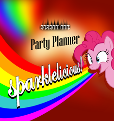 Size: 1032x1096 | Tagged: safe, pinkie pie, gradient background, rainbow, simple background, solo