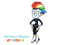 Size: 1126x710 | Tagged: safe, artist:matheusmattos75, imported from derpibooru, rainbow dash, zapp, human, equestria girls, power ponies, simple background, solo, style, style emulation, the loud house, white background