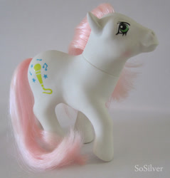 Size: 541x565 | Tagged: safe, imported from derpibooru, melody, earth pony, pony, female, g1, irl, mare, photo, singalong pony, solo, toy, white coat