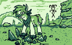 Size: 1143x713 | Tagged: safe, artist:damset, imported from derpibooru, cow, them's fightin' herds, arizona (tfh), bandana, cloven hooves, community related, female, monochrome, ms paint, pixel art, smiling, solo