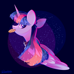 Size: 3000x3000 | Tagged: safe, artist:neonishe, imported from derpibooru, twilight sparkle, alicorn, pony, collar, cookie, cute, food, horn, solo, sparkles, twilight sparkle (alicorn), wings