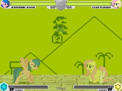 Size: 994x746 | Tagged: safe, imported from derpibooru, angel bunny, fluttershy, rainbow dash, fighting is magic, fan game, game, game boy, gameboy advance, new, nintendo, stage, super mario land