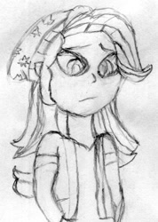 Size: 1064x1496 | Tagged: safe, artist:kuco, imported from derpibooru, starlight glimmer, equestria girls, beanie, clothes, equestria girls 10th anniversary, hat, monochrome