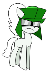 Size: 776x1164 | Tagged: safe, artist:yamston, imported from derpibooru, oc, oc only, oc:yamston crowe, pony, fanfic:living the dream, 2023, fanfic art, female, frown, glasses, hat, mare, rule 63, simple background, solo, transparent background, white coat, white mane