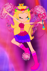 Size: 2000x3000 | Tagged: safe, artist:kova360, artist:user15432, imported from derpibooru, fairy, human, equestria girls, bare shoulders, barely eqg related, base used, boots, clothes, colored wings, crossover, crown, dress, ear piercing, earring, equestria girls style, equestria girls-ified, eyes closed, fairy wings, fairyized, flower, flower in hair, gradient background, gradient wings, high heel boots, high heels, jewelry, magic, magic aura, magic wand, mythix, piercing, pink dress, pink wings, princess peach, regalia, shoes, smiling, sparkly wings, strapless, super mario bros., transformation, wings, winx, winx club, winxified