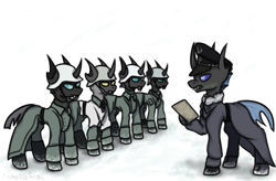 Size: 1579x1034 | Tagged: safe, artist:ashel_aras, imported from derpibooru, oc, oc only, changeling, equestria at war mod, among us, armor, changeling oc, clothes, coat, commission, sketch, uniform, winter