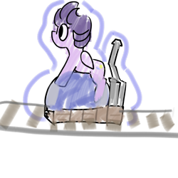 Size: 1250x1250 | Tagged: safe, imported from derpibooru, clear skies, pegasus, pony, /mlp/ tf2 general, cart, female, mare, payload, simple background, sketch, solo, team fortress 2, tracks, transparent background