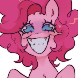 Size: 1108x1108 | Tagged: safe, artist:ghuoulish, imported from derpibooru, pinkie pie, earth pony, pony, big smile, looking at you, simple background, smiling, smiling at you, staring into your soul, white background