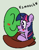 Size: 136x173 | Tagged: safe, artist:purppone, twilight sparkle, oc, oc:anon, human, pony, blushing, cheek kiss, smooch