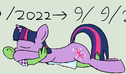 Size: 408x240 | Tagged: safe, artist:purppone, twilight sparkle, oc, oc:anon, human, pony, unicorn, cuddling, unicorn twilight