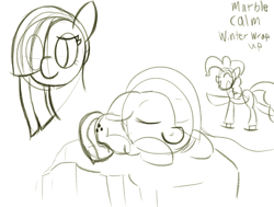 Size: 1628x1229 | Tagged: safe, artist:purppone, marble pie, pony, monochrome, sketch, sleeping