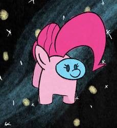 Size: 1724x1884 | Tagged: safe, artist:purppone, pinkie pie, pony, amogus, among us, astronaut, astronaut pinkie, clothes, costume, galaxy, pinktober, pinktober 2022, solo, space, stars