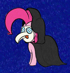 Size: 1240x1302 | Tagged: safe, artist:purppone, pinkie pie, pony, clothes, costume, pinktober, pinktober 2022, plague doctor mask, solo