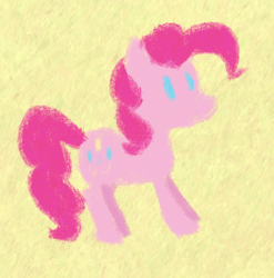 Size: 1020x1032 | Tagged: safe, artist:purppone, pinkie pie, earth pony, pony, female, mare, pinktober, pinktober 2022, simple background, solo, yellow background