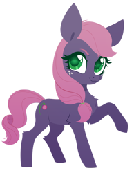 Size: 3000x3862 | Tagged: safe, artist:belka-sempai, imported from derpibooru, oc, oc only, oc:plum berry, earth pony, pony, chest fluff, commission, earth pony oc, female, freckles, looking at you, mare, raised hoof, simple background, smiling, smiling at you, solo, transparent background