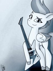 Size: 1536x2048 | Tagged: safe, artist:orange becrux, imported from derpibooru, zipp storm, pegasus, pony, female, g5, guitar, musical instrument, solo