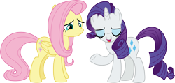 Size: 6309x3000 | Tagged: safe, artist:cloudy glow, edit, edited screencap, imported from derpibooru, screencap, fluttershy, rarity, fake it 'til you make it, .ai available, simple background, transparent background, vector