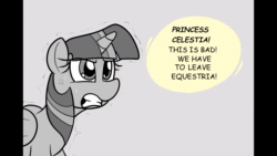 Size: 1280x720 | Tagged: safe, artist:datte-before-dawn, imported from twibooru, princess celestia, twilight sparkle, alicorn, pony, animated, crown, dialogue, discord (program), duo, eyes closed, female, folded wings, hair over one eye, horn, image, jewelry, mare, mp4, open mouth, peytral, regalia, sweat, to the moon, twilight sparkle (alicorn), wings