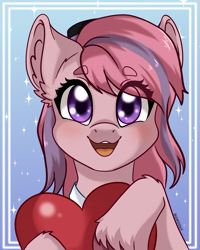 Size: 2160x2700 | Tagged: safe, artist:duskooky, artist:kooky, imported from derpibooru, oc, oc only, oc:sweet haze, pony, cute, femboy, hat, heart, looking at you, male, simple background, smiling, smiling at you